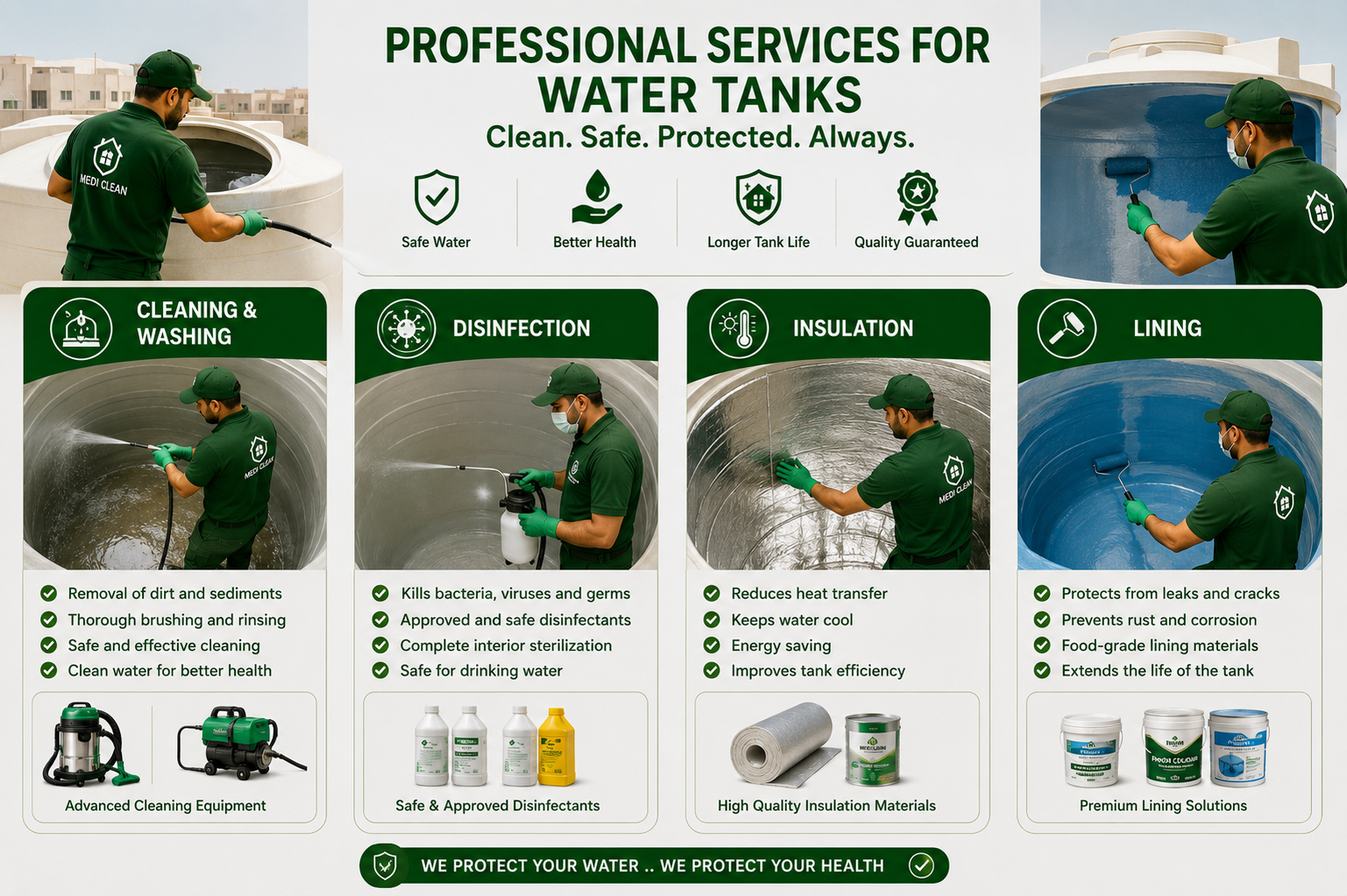 Water Tank Cleaning, Sanitization, Sealing & Lining